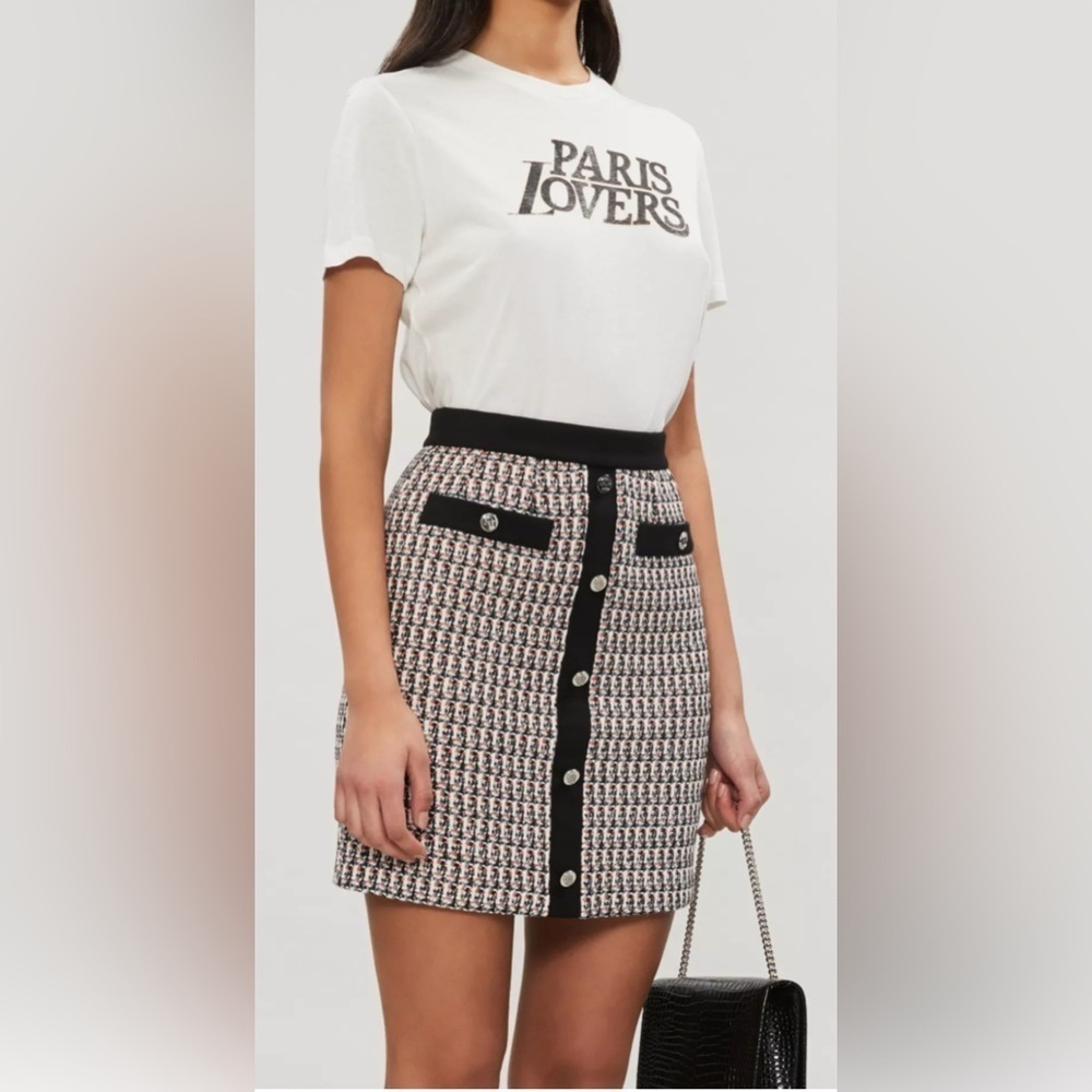 NEW MAJE Jivi contrast-trim tweed mini skirt 34